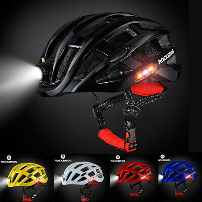#ad ROCKBROS Bicycle Ultralight Helmet with Light USB Rechargeable Size 57 62cm Red $55.99