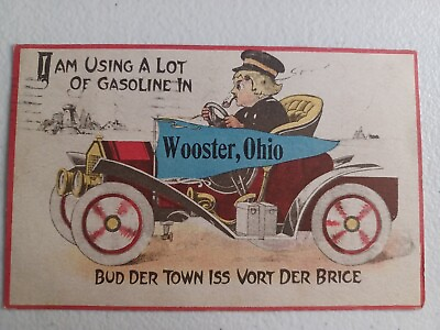 Using a Lot of Gasoline in Wooster Ohio Antique Car Dutch Kid 1914 Comic Posted #ad $14.20