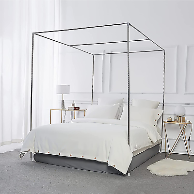 #ad Canopy Bed Frame Stainless Steel King Size Bed Canopy Frame amp; Bed Poles Fit for $85.82