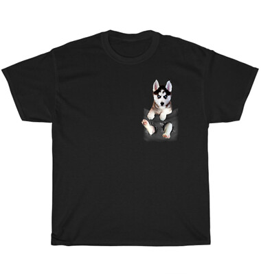 #ad Siberian Husky In Pocket Dog Puppy Pet Animal Lover T Shirt Unisex Tee Gift NEW $19.99