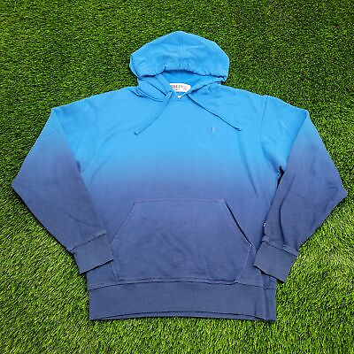 #ad #ad Champion Small Chest Logo Hoodie M Short 21x26 Ombre Dip Dyed Edgy Style Classic $66.54