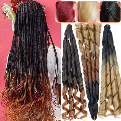 #ad Curly Braiding Hair 24quot; Wave French Curls Braids Synthetic Extensions As Human $12.60