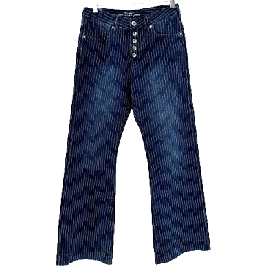 #ad #ad Cowgirl Tuff Western Jeans Royal Pinstripe Womens Size 27 Long Blue Flare New $79.99