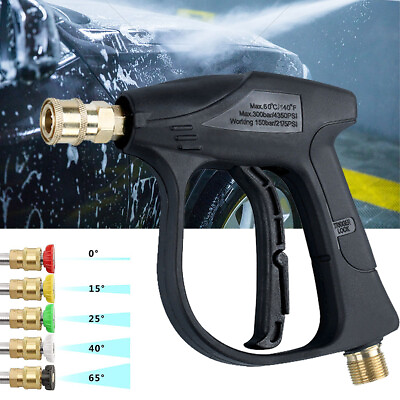 #ad 1 4quot; High Pressure Wash Gun 4350 PSI Wash Foam Spray Short Bar with 5 nozzles $20.56