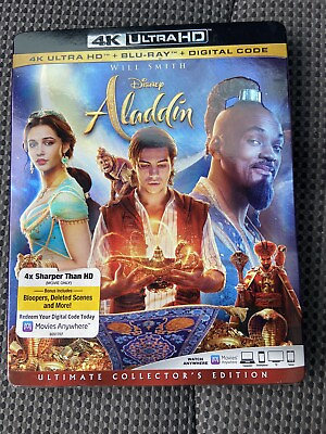 #ad Disney Aladdin Live Action 4K Ultra HD Blu Ray Digital 2019 New Sealed $8.00