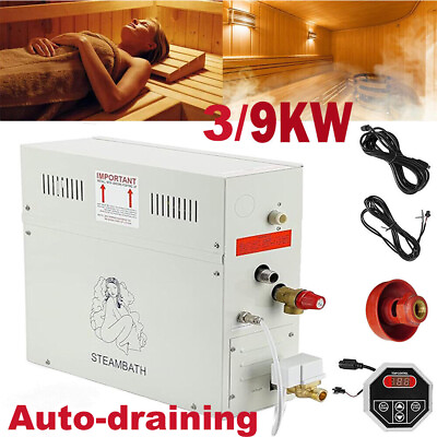 #ad 3 9KW PRO Steam Bath Spa Generator with waterproof Control amp; Auto Drain 95 131℉ $332.99