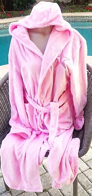 #ad Jeffree Star Hot Pink bathRobe M L hooded furry plush long oversized RARE New $150.00
