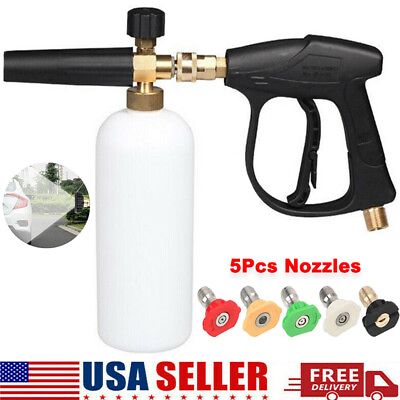 1 4quot; Snow Foam Washer Gun Car Wash Soap Lance Cannon Spray Pressure Jet Bottle $34.99