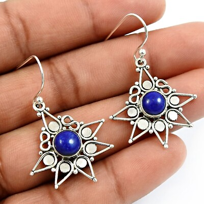 Natural Lapis Lazuli Gemstone Drop Dangle Tribal Earrings 925 Sterling Silver B8 #ad $23.94